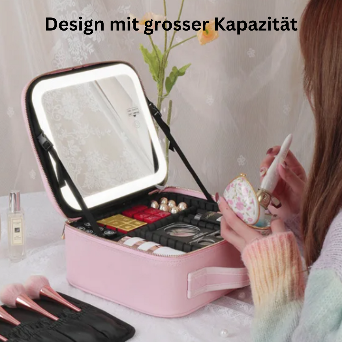 LED-beleuchtende Spiegel-Make-up Tasche