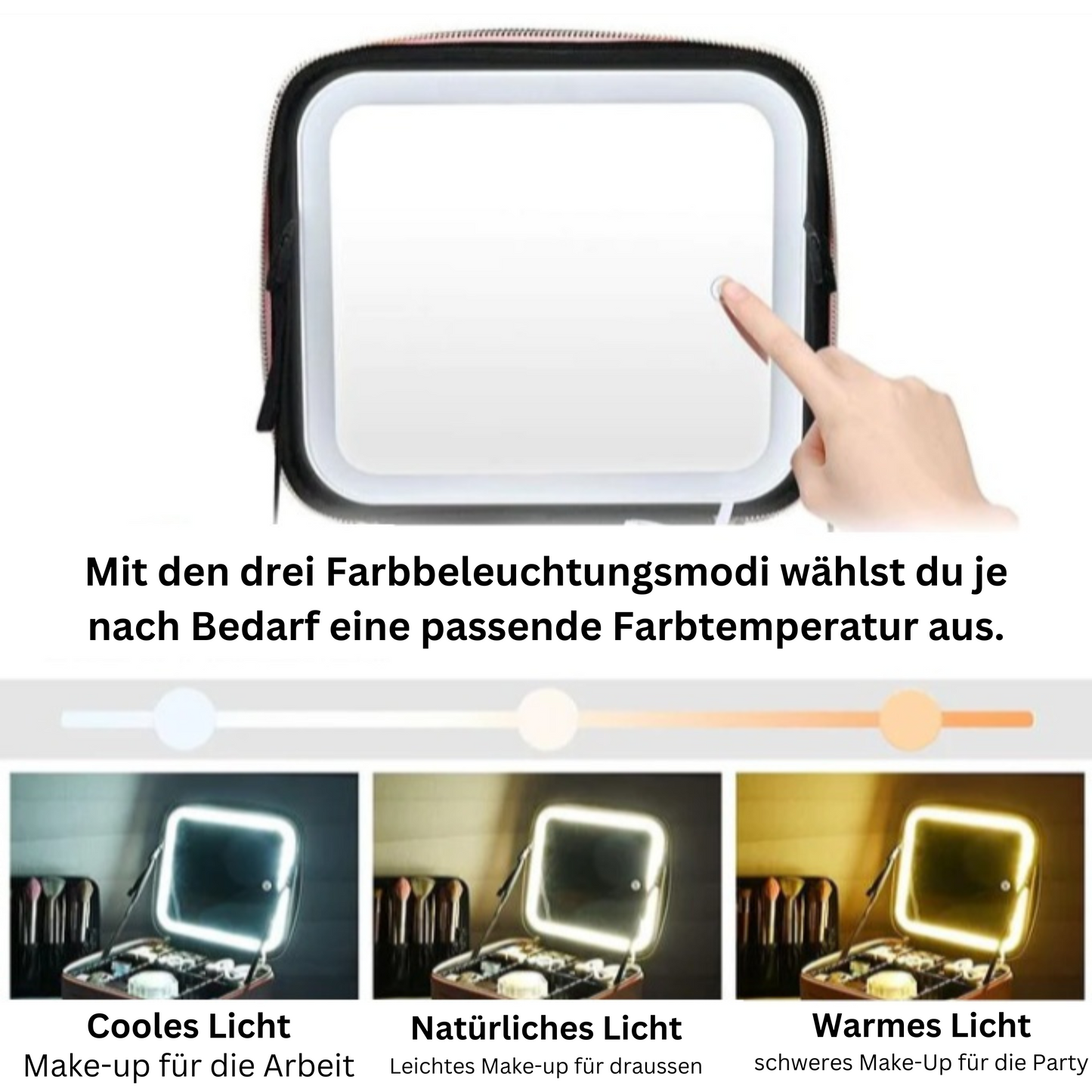 LED-beleuchtende Spiegel-Make-up Tasche